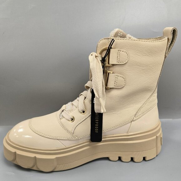 SOREL Caribou X Cozy Lace Up Boot Bleached Ceramic Oatmeal Beige Size 8.5 - Picture 2 of 15